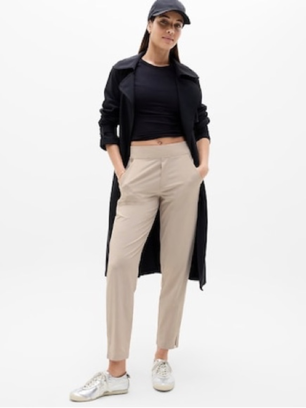 New Athleta Brooklyn Mid-Rise Ankle Pants yoga travelSz 2 Abalone Beige